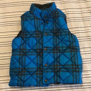 Boys Gap 4T puff vest blue black plaid